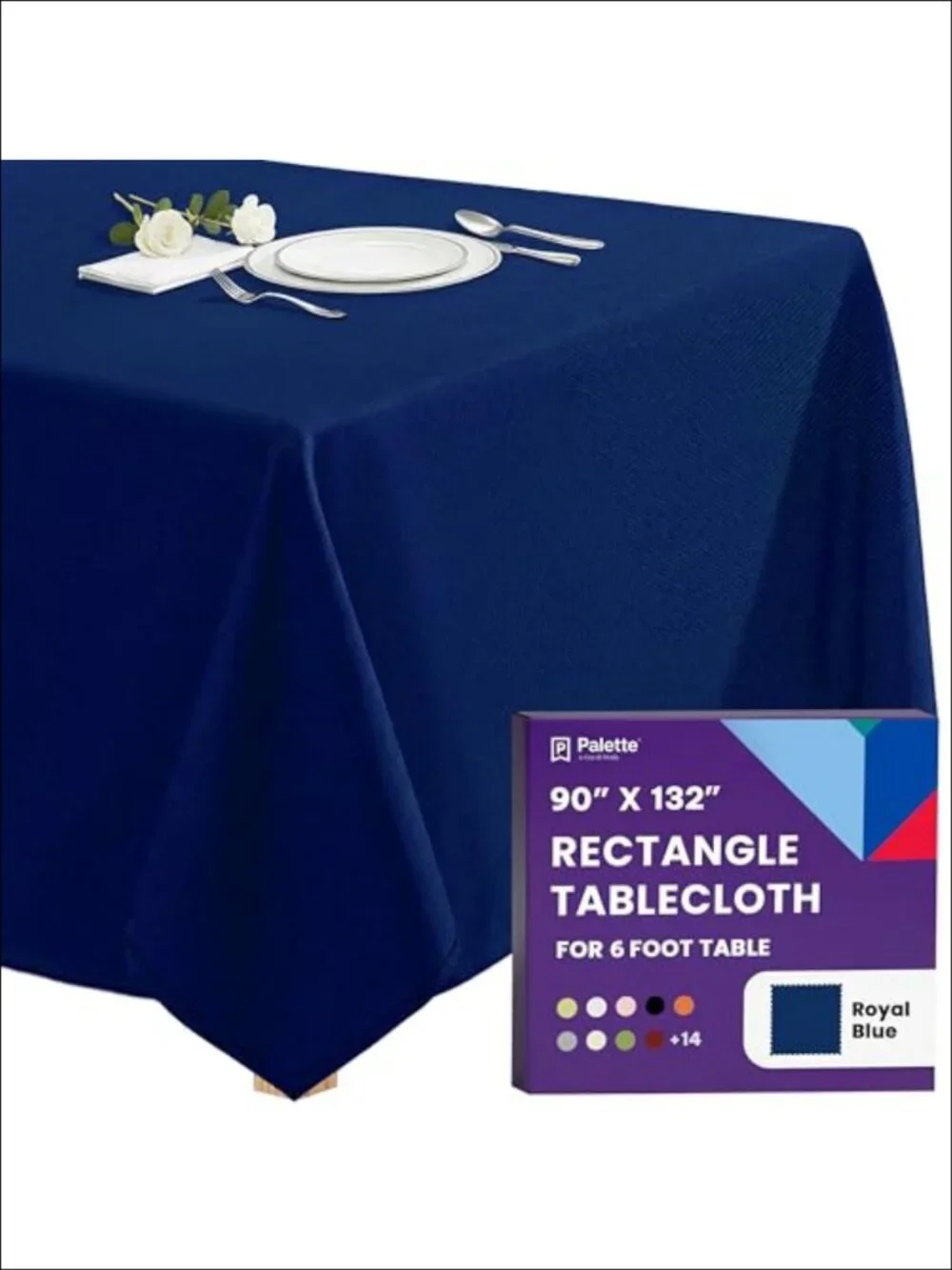 90x132 Inch Rectangular Tablecloth Floor-Length Drop Washable Polyester